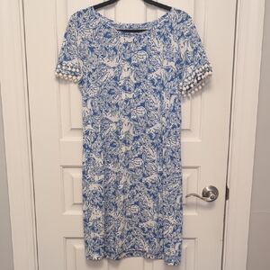 Lilly Pulitzer Blue and White Patterned Midi Dress